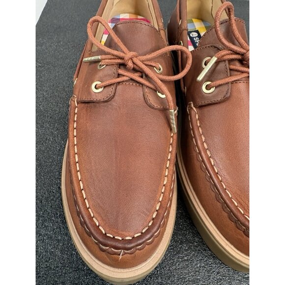 Sperry Women's 12 Bayside Boat Shoe Sahara Brown Leather Chunky (STS89211) - Picture 5 of 16